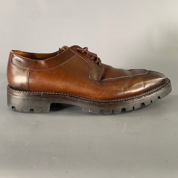 BALLY SCUBER Size 12 Brown Contrast Stitch Leather Derby Lace Up Shoes main image 7